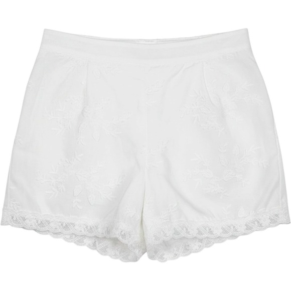 SHEIN Pants - White Embroidered Lace Tap Shorts Bridal Shower Honeymoon Beach Wedding Coquette
